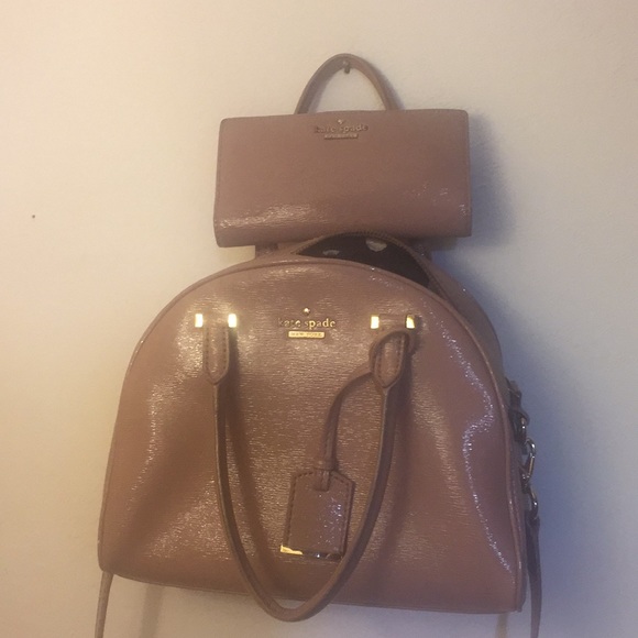 kate spade Handbags - Kate Spade domed patent leather nude beige bag